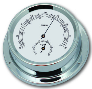 Ship’s Thermometer / Hygrometer - Chrome Plated Brass | Talamex Series 125 Ship's Instruments